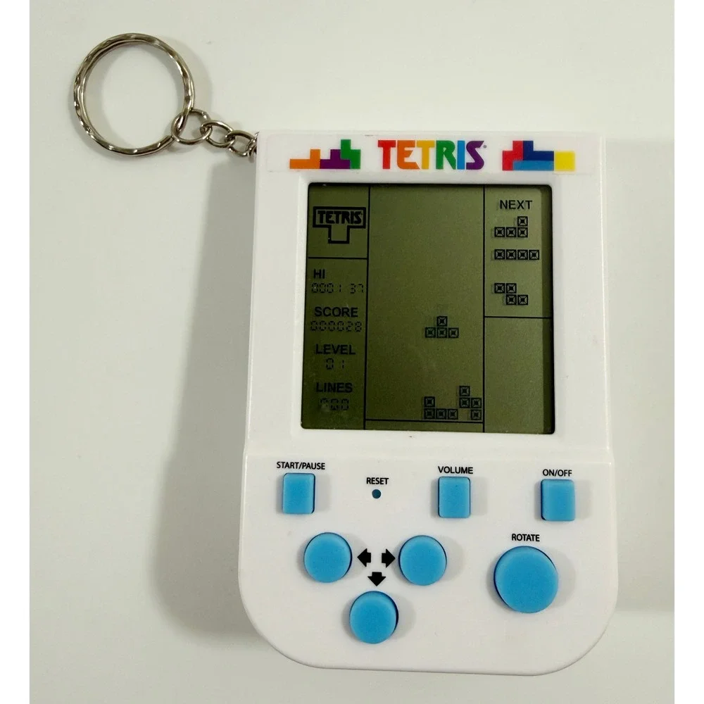 Fizz Creations Tetris Handheld Game White Mini Keychain Electronic
